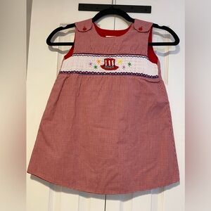 Rosalina Collections Red Gingham Dress with Embroidery USA STARS 5T